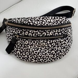 Kate Spade Black and White leopard Print bum bag / pouch